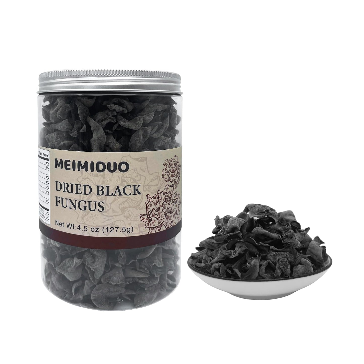 MEIMIDUO Shredded Dried Wood Ear Mushrooms 7.0oz (198g), Natural Black Fungus No Additives, Rich in Fiber & Iron, Vegan Friendly, Ideal for Asian Cuisine, Soups, Stir-Fries & Hot Pot