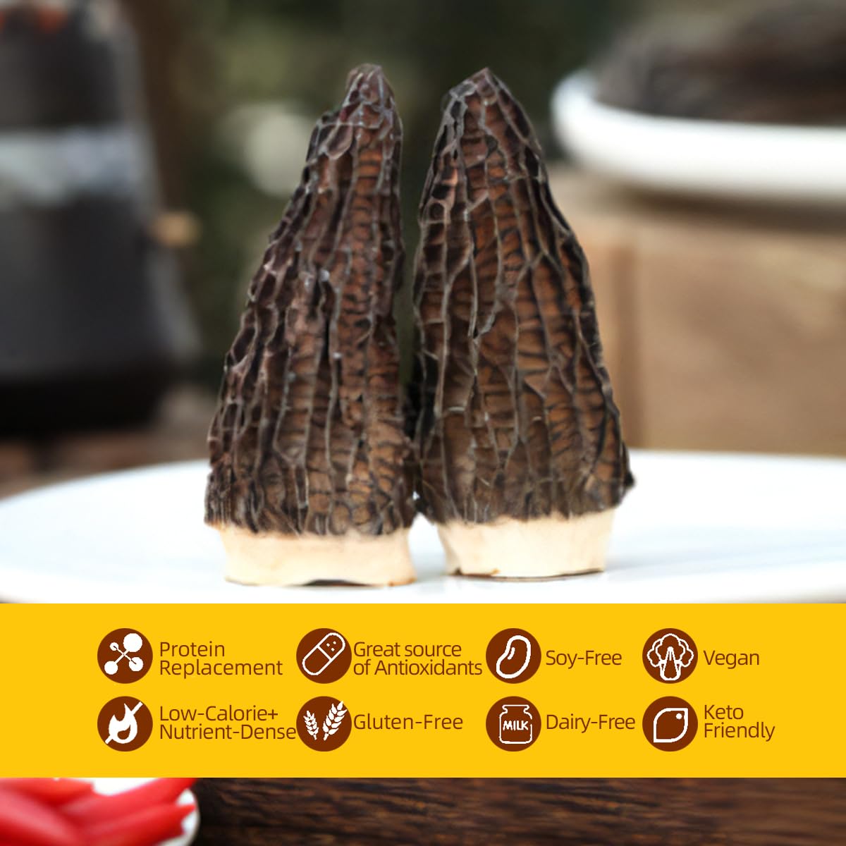 MEIMIDUO 2 Oz(56.7g) Grade AAA Dried Morel Mushrooms (Morchella Conica) for Cooking, Keto Friendly, Gluten-Free, Fat-Free, Sugar-Free, No additives, Healthy, Nutritious & Umami Morel Mushrooms
