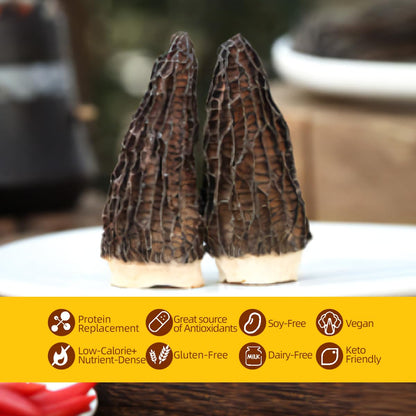 MEIMIDUO 2 Oz(56.7g) Grade AAA Dried Morel Mushrooms (Morchella Conica) for Cooking, Keto Friendly, Gluten-Free, Fat-Free, Sugar-Free, No additives, Healthy, Nutritious & Umami Morel Mushrooms