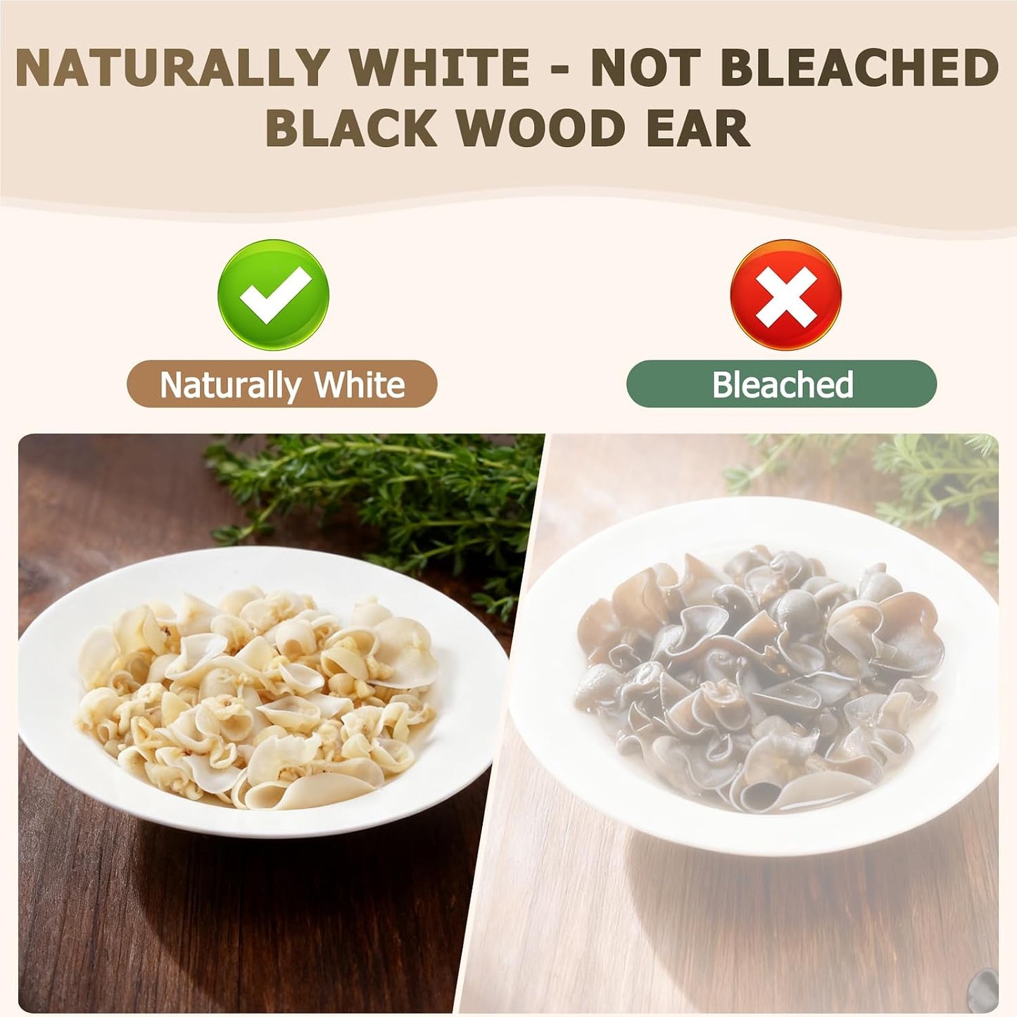 MEIMIDUO 8.0oz (227g) Dried White Wood Ear Mushrooms Naturally White (Not Bleached Black Wood Ear) Easy Rehydrate, Ideal for Stir-Fry, Soup, Salad
