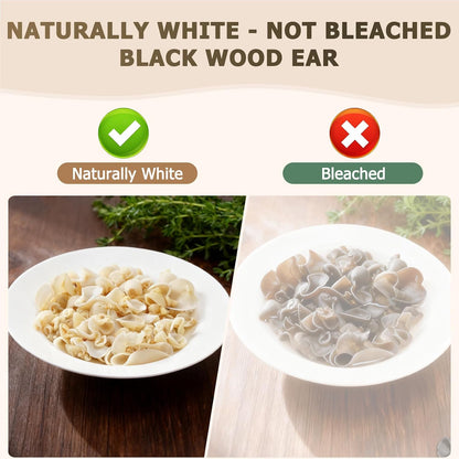 MEIMIDUO 8.0oz (227g) Dried White Wood Ear Mushrooms Naturally White (Not Bleached Black Wood Ear) Easy Rehydrate, Ideal for Stir-Fry, Soup, Salad