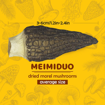 MEIMIDUO 2 Oz(56.7g) Grade AAA Dried Morel Mushrooms (Morchella Conica) for Cooking, Keto Friendly, Gluten-Free, Fat-Free, Sugar-Free, No additives, Healthy, Nutritious & Umami Morel Mushrooms