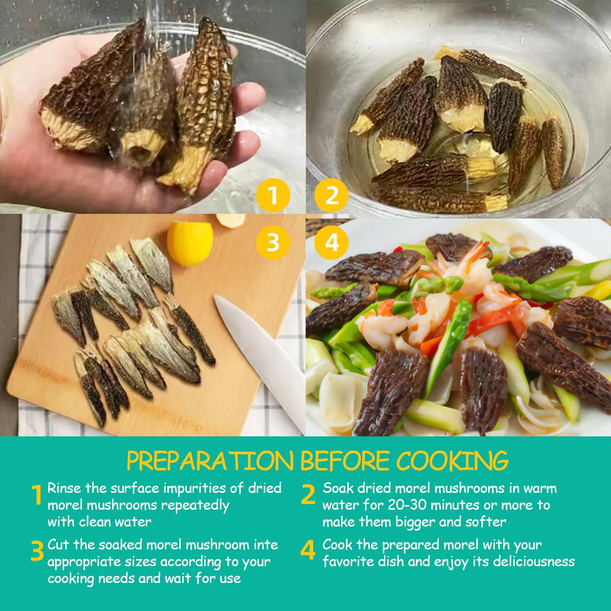 MEIMIDUO 2 Oz(56.7g) Grade AAA Dried Morel Mushrooms (Morchella Conica) for Cooking, Keto Friendly, Gluten-Free, Fat-Free, Sugar-Free, No additives, Healthy, Nutritious & Umami Morel Mushrooms