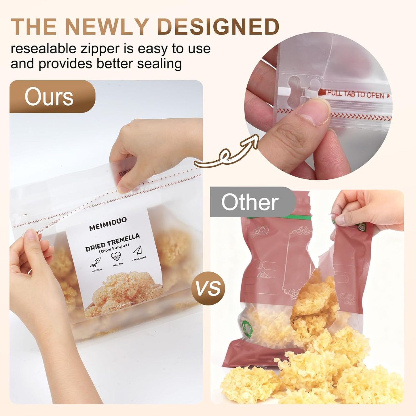 MEIMIDUO 7.0oz (198g) | Whole Dried Snow Fungus | Premium Chinese White Tremella | Small Log-Grown, Root-Trimmed | All-Natural, Vegan, Gluten-Free | For Soup, Dessert & Cooking