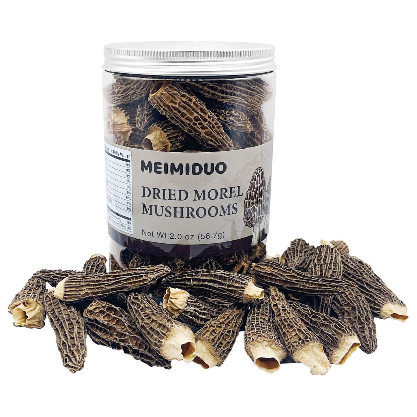 MEIMIDUO 2 Oz(56.7g) Grade AAA Dried Morel Mushrooms (Morchella Conica) for Cooking, Keto Friendly, Gluten-Free, Fat-Free, Sugar-Free, No additives, Healthy, Nutritious & Umami Morel Mushrooms