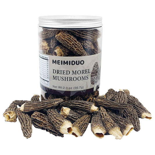 MEIMIDUO 2 Oz(56.7g) Grade AAA Dried Morel Mushrooms (Morchella Conica) for Cooking, Keto Friendly, Gluten-Free, Fat-Free, Sugar-Free, No additives, Healthy, Nutritious & Umami Morel Mushrooms