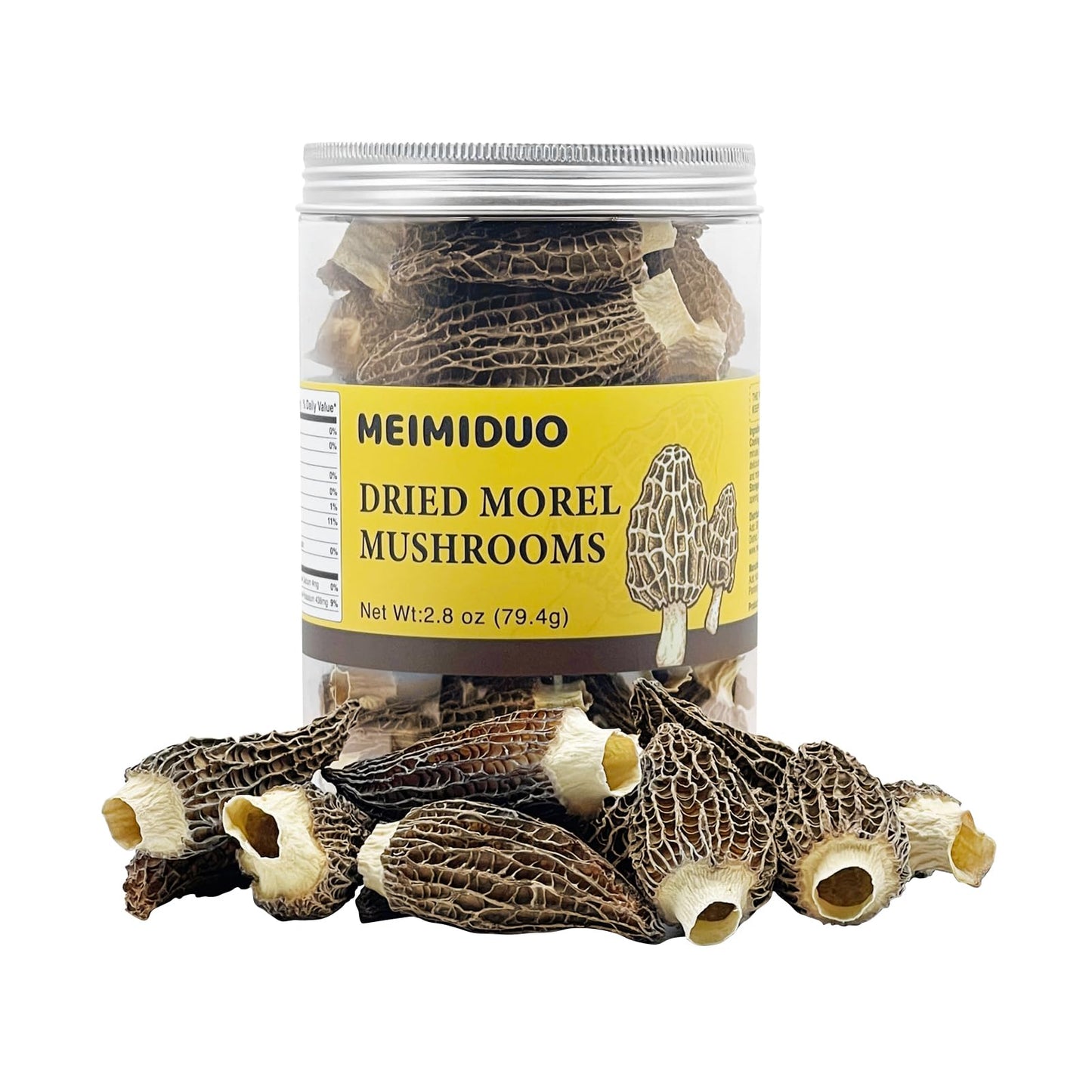 MEIMIDUO 2 Oz(56.7g) Grade AAA Dried Morel Mushrooms (Morchella Conica) for Cooking, Keto Friendly, Gluten-Free, Fat-Free, Sugar-Free, No additives, Healthy, Nutritious & Umami Morel Mushrooms