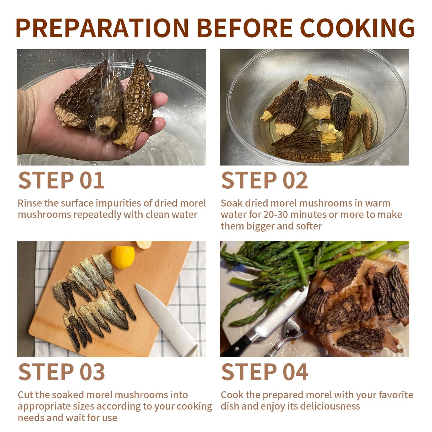 MEIMIDUO 2 Oz(56.7g) Grade AAA Dried Morel Mushrooms (Morchella Conica) for Cooking, Keto Friendly, Gluten-Free, Fat-Free, Sugar-Free, No additives, Healthy, Nutritious & Umami Morel Mushrooms
