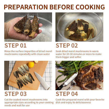 MEIMIDUO 2 Oz(56.7g) Grade AAA Dried Morel Mushrooms (Morchella Conica) for Cooking, Keto Friendly, Gluten-Free, Fat-Free, Sugar-Free, No additives, Healthy, Nutritious & Umami Morel Mushrooms