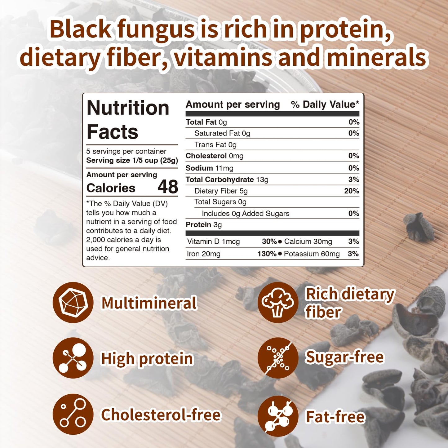 MEIMIDUO Shredded Dried Wood Ear Mushrooms 7.0oz (198g), Natural Black Fungus No Additives, Rich in Fiber & Iron, Vegan Friendly, Ideal for Asian Cuisine, Soups, Stir-Fries & Hot Pot