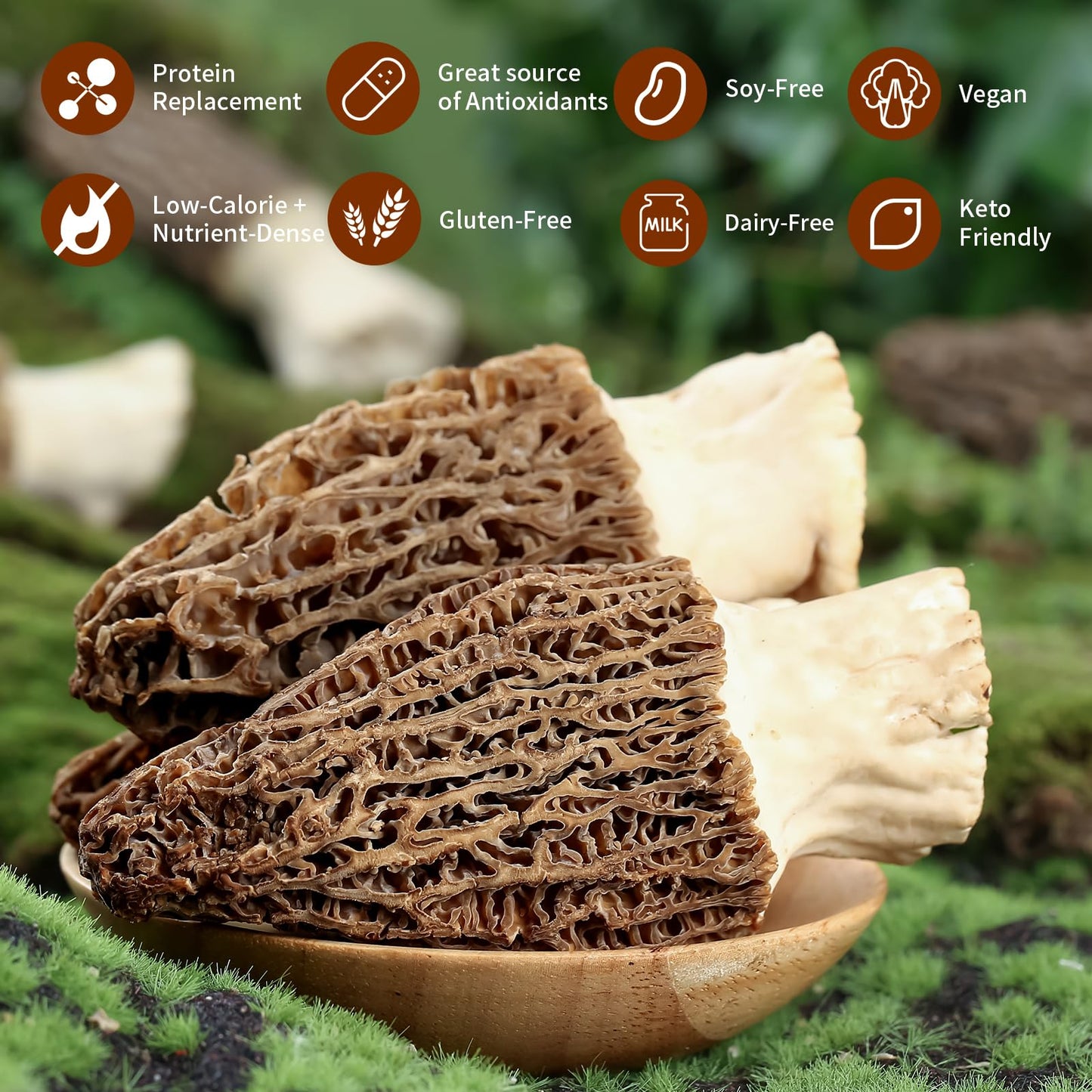 MEIMIDUO 2 Oz(56.7g) Grade AAA Dried Morel Mushrooms (Morchella Conica) for Cooking, Keto Friendly, Gluten-Free, Fat-Free, Sugar-Free, No additives, Healthy, Nutritious & Umami Morel Mushrooms